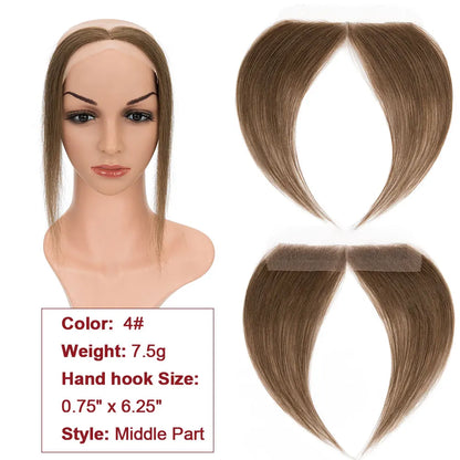 SEGO Natural Human Hair Full Lace Hand-Tied Front Hairline Topper For Women Hair Patches Add Hair Volume 10" Straight Hairpieces