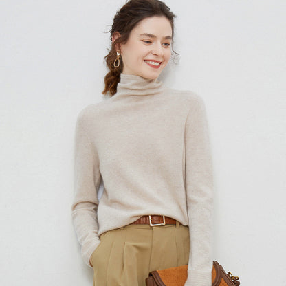 New Women's Loose-fit Ribbed Turtleneck Cropped Knit Pullover Sweater