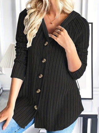 Women's Fashionable Buttoned Waist-cinching Long Sleeve Top Jacket