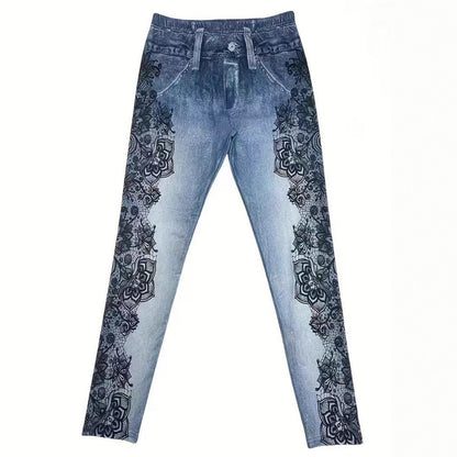 Casual Pants High Waist Print Skinny Tappered Pants