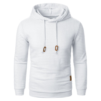 Men's Jacquard Hooded Sweater Long-sleeved Hoodie Warm Solid Sports Top