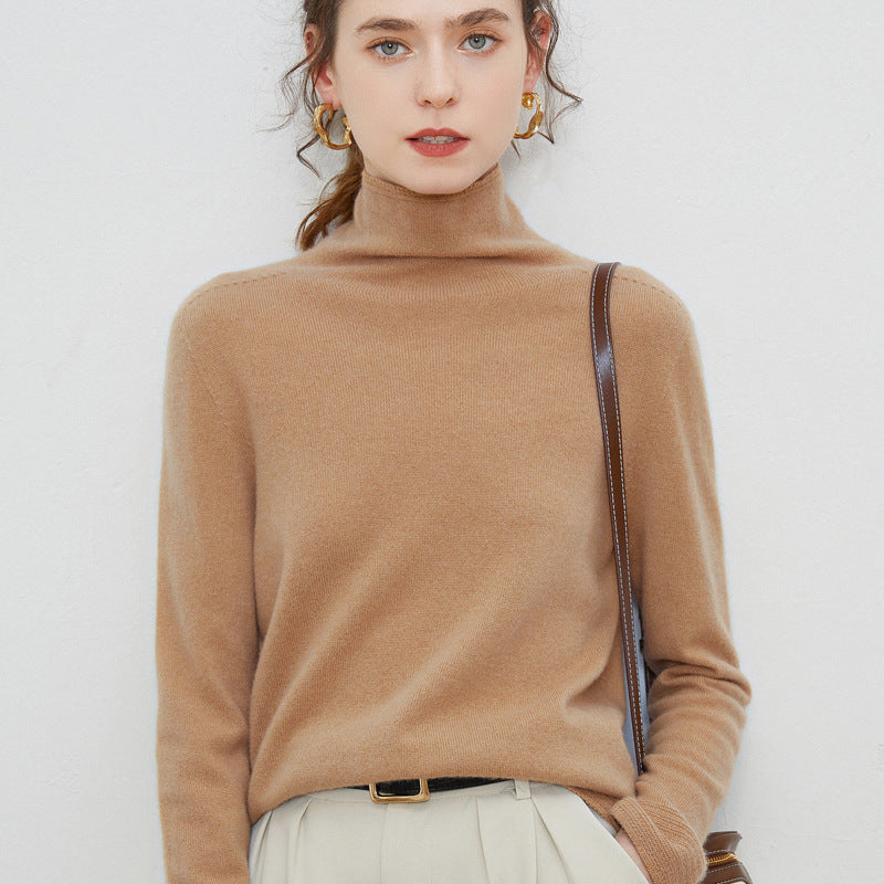 New Women's Loose-fit Ribbed Turtleneck Cropped Knit Pullover Sweater