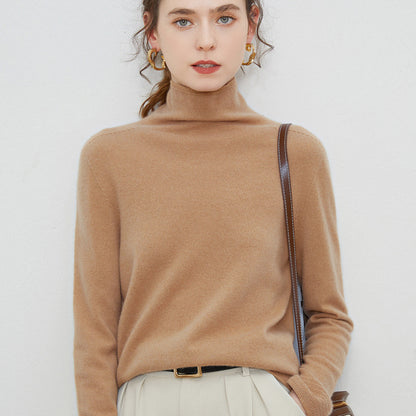 New Women's Loose-fit Ribbed Turtleneck Cropped Knit Pullover Sweater